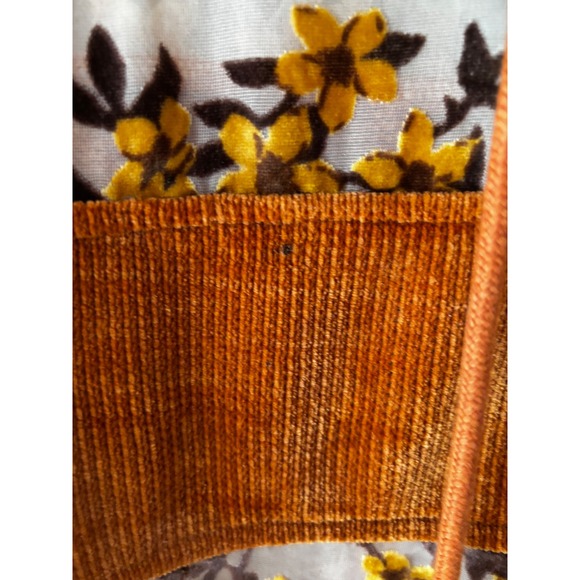 Adore Women Burnt Orange Corduroy Floral Mesh Cowl Neck Poncho Top Small Boho - Picture 8 of 8